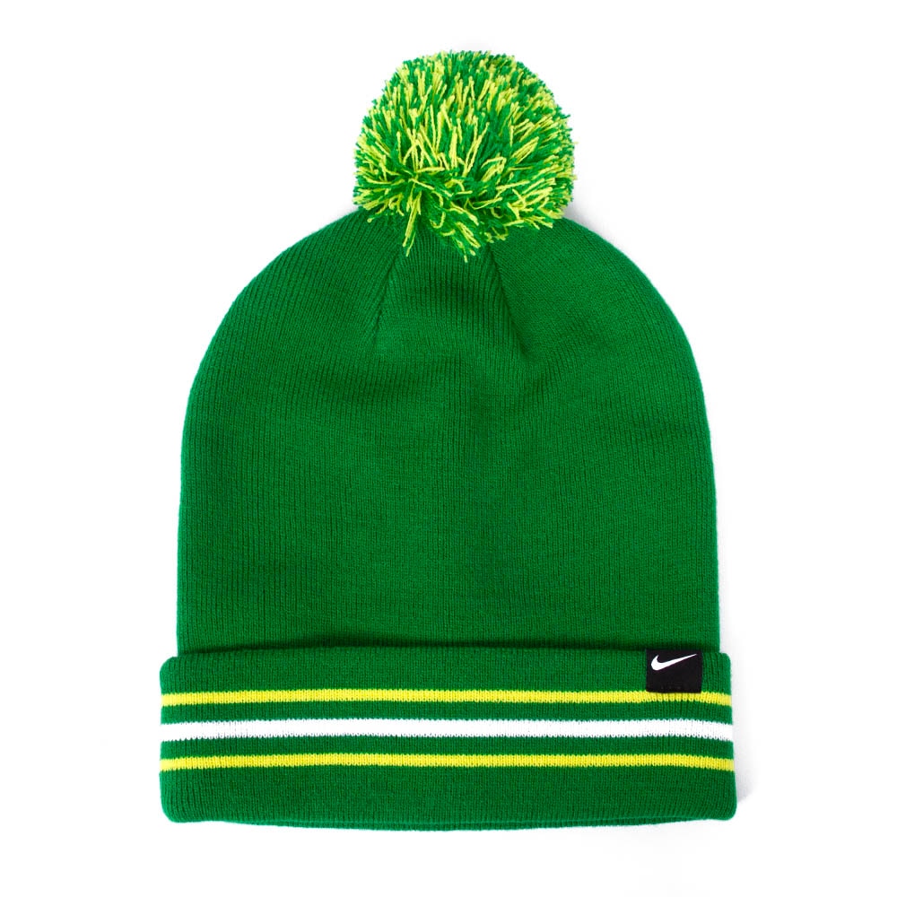Classic Oregon O, Nike, Green, Beanie, Accessories, Unisex, Peak, Pom, One size fits most, Adult, Hat, 882850